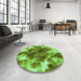 Round Patterned Green Rug in a Office, pat1238grn