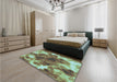 Patterned Oak Brown Rug in a Bedroom, pat1238lblu