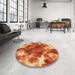 Round Patterned Orange Rug in a Office, pat1238org