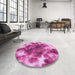 Round Patterned Violet Purple Rug in a Office, pat1238pur