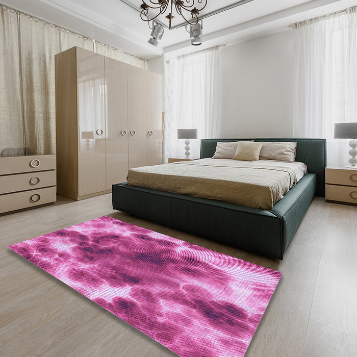 Patterned Violet Purple Rug in a Bedroom, pat1238pur