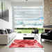 Square Patterned Red Rug in a Living Room, pat1238rd