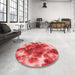 Round Patterned Red Rug in a Office, pat1238rd