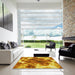 Square Patterned Orange Red Orange Rug in a Living Room, pat1238yw