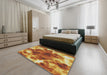 Patterned Mahogany Brown Novelty Rug in a Bedroom, pat1238