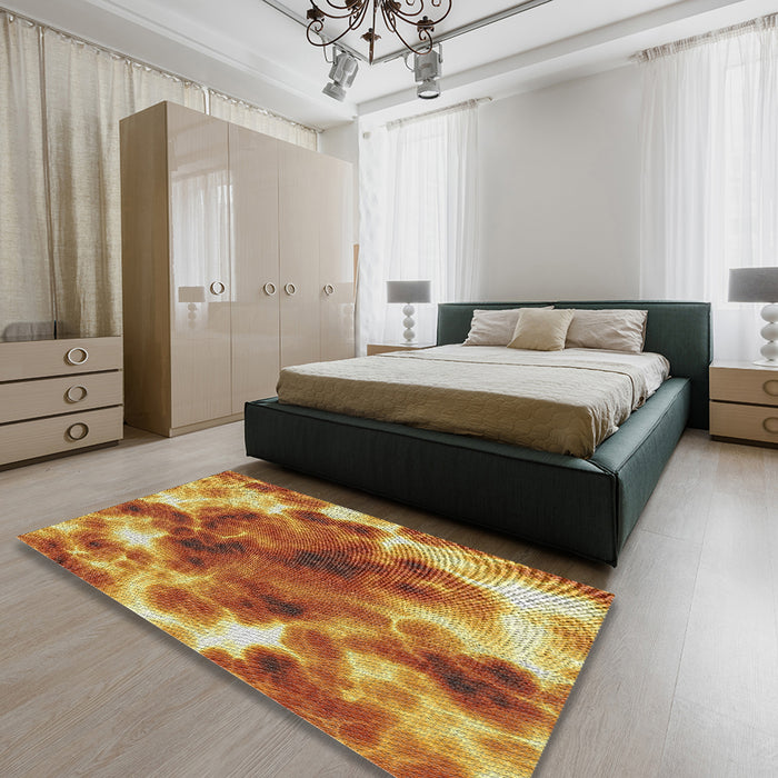 Machine Washable Transitional Mahogany Brown Rug in a Bedroom, wshpat1238