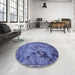 Round Patterned Sky Blue Rug in a Office, pat1239blu