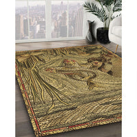 Patterned Orange Gold Rug, pat1239brn