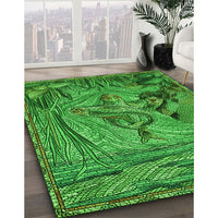 Patterned Deep Emerald Green Rug, pat1239grn