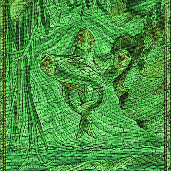 Patterned Deep Emerald Green Rug, pat1239grn