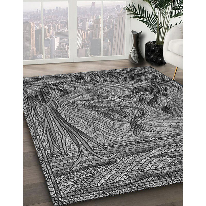 Patterned Dark Gray Rug in Family Room, pat1239gry