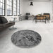 Round Patterned Dark Gray Rug in a Office, pat1239gry