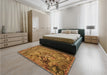 Patterned Red Brown Rug in a Bedroom, pat1239org