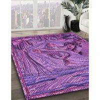 Patterned Dark Magenta Purple Rug, pat1239pur