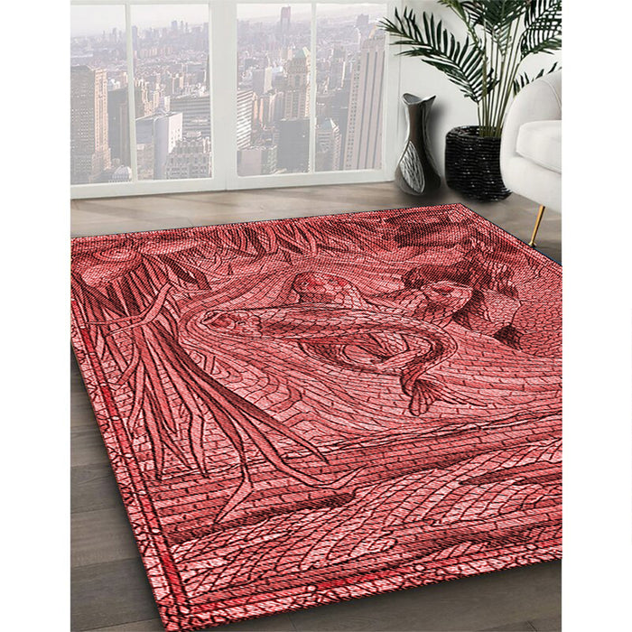 Patterned Red Rug in Family Room, pat1239rd