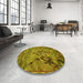 Round Patterned Dark Bronze Brown Rug in a Office, pat1239yw