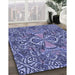 Patterned Purple Mimosa Purple Rug in Family Room, pat124blu