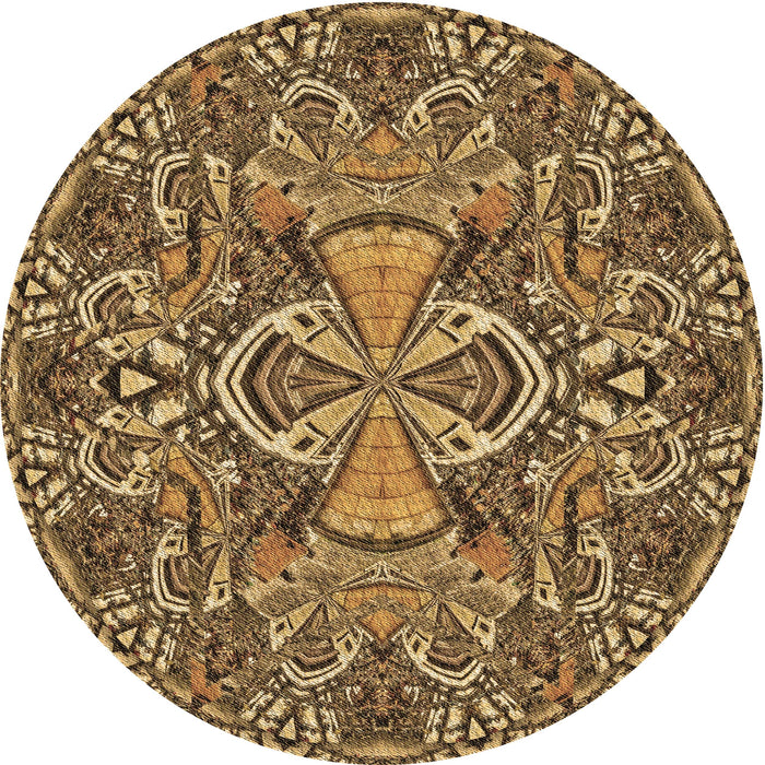Square Patterned Golden Gold Rug, pat124brn