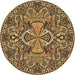 Square Patterned Golden Gold Rug, pat124brn