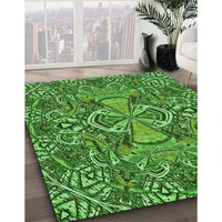 Patterned Deep Emerald Green Rug, pat124grn