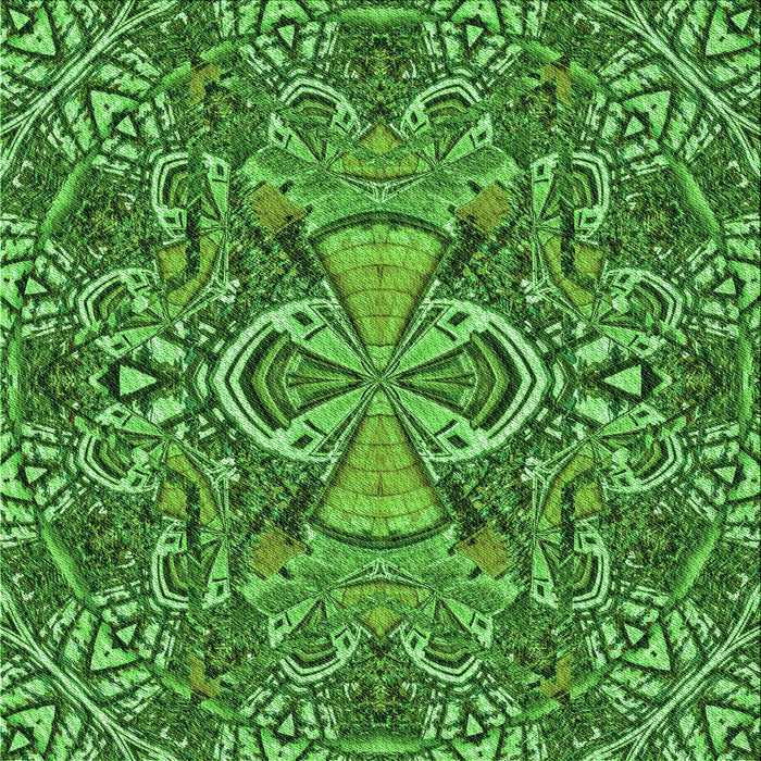 Round Patterned Deep Emerald Green Rug, pat124grn
