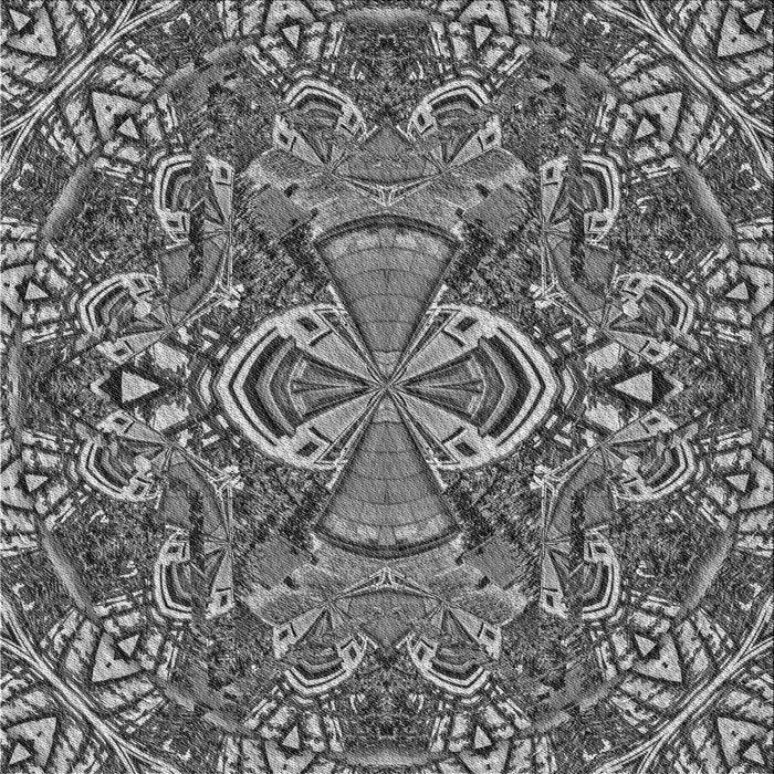 Round Patterned Dark Gray Rug, pat124gry