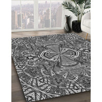 Patterned Dark Gray Rug, pat124gry