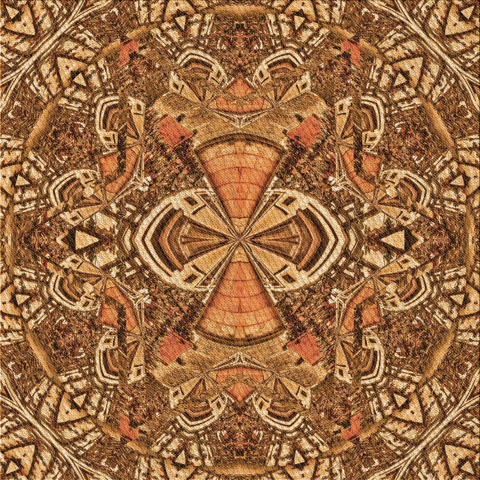 Round Patterned Orange Rug, pat124org