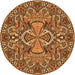 Square Patterned Orange Rug, pat124org