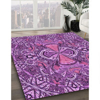 Patterned Dark Magenta Purple Rug, pat124pur