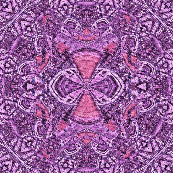Round Patterned Dark Magenta Purple Rug, pat124pur