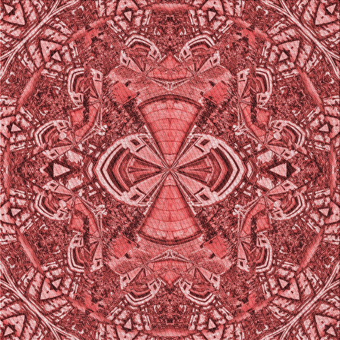 Round Patterned Red Rug, pat124rd