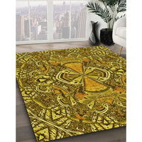 Patterned Yellow Rug, pat124yw