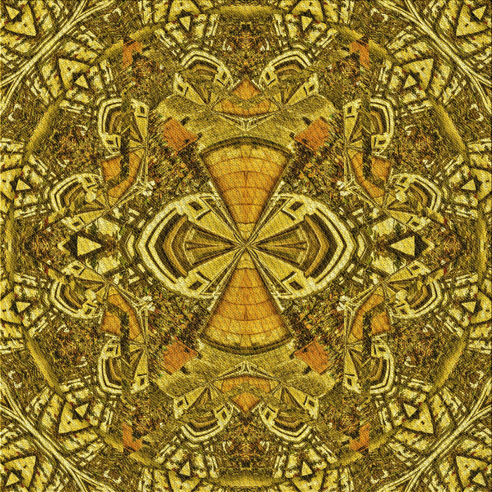 Round Patterned Yellow Rug, pat124yw
