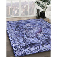 Patterned Denim Blue Rug, pat1240blu