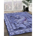 Patterned Denim Blue Rug in Family Room, pat1240blu