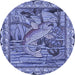 Square Patterned Denim Blue Rug, pat1240blu