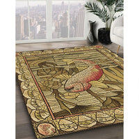 Patterned Yellow Rug, pat1240brn