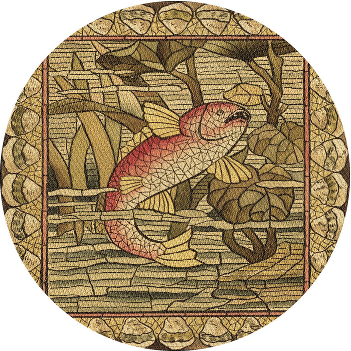 Square Patterned Yellow Rug, pat1240brn