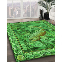 Patterned Green Rug, pat1240grn