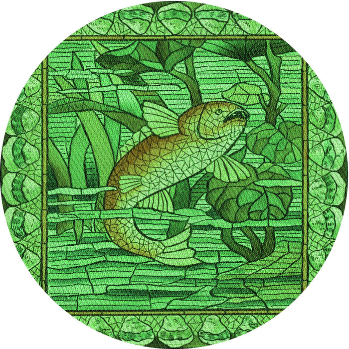 Square Patterned Green Rug, pat1240grn