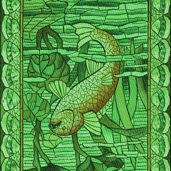 Patterned Green Rug, pat1240grn