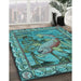 Patterned Turquoise Green Rug in Family Room, pat1240lblu