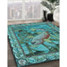 Machine Washable Transitional Turquoise Green Rug in a Family Room, wshpat1240lblu