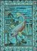 Patterned Turquoise Green Rug, pat1240lblu
