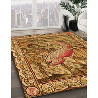 Patterned Saddle Brown Rug, pat1240org