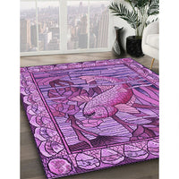 Patterned Dark Magenta Purple Rug, pat1240pur