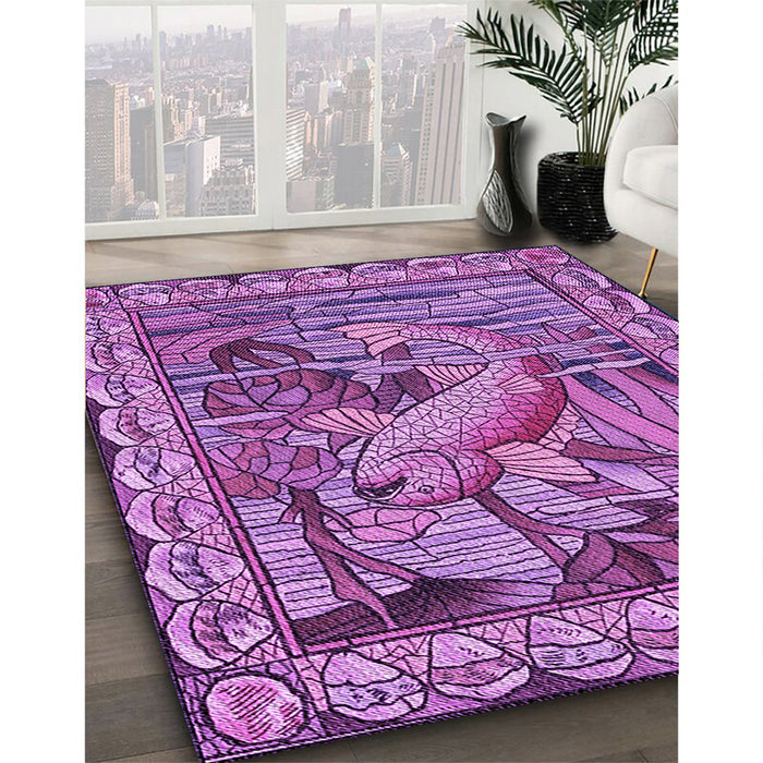 Patterned Dark Magenta Purple Rug in Family Room, pat1240pur