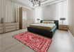 Patterned Red Rug in a Bedroom, pat1240rd