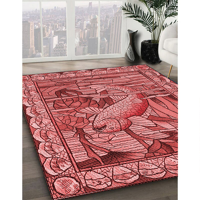 Patterned Red Rug in Family Room, pat1240rd